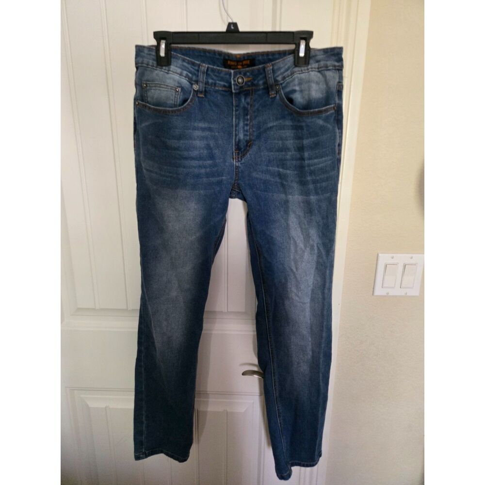 Ring of Fire Men’s Slim Jeans W32 L30 Blue Distressed Stretch Denim Pants